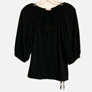 URBAN OUTFITTERS TIKIRANI Eyelet Lace Black Blouse. Size Large